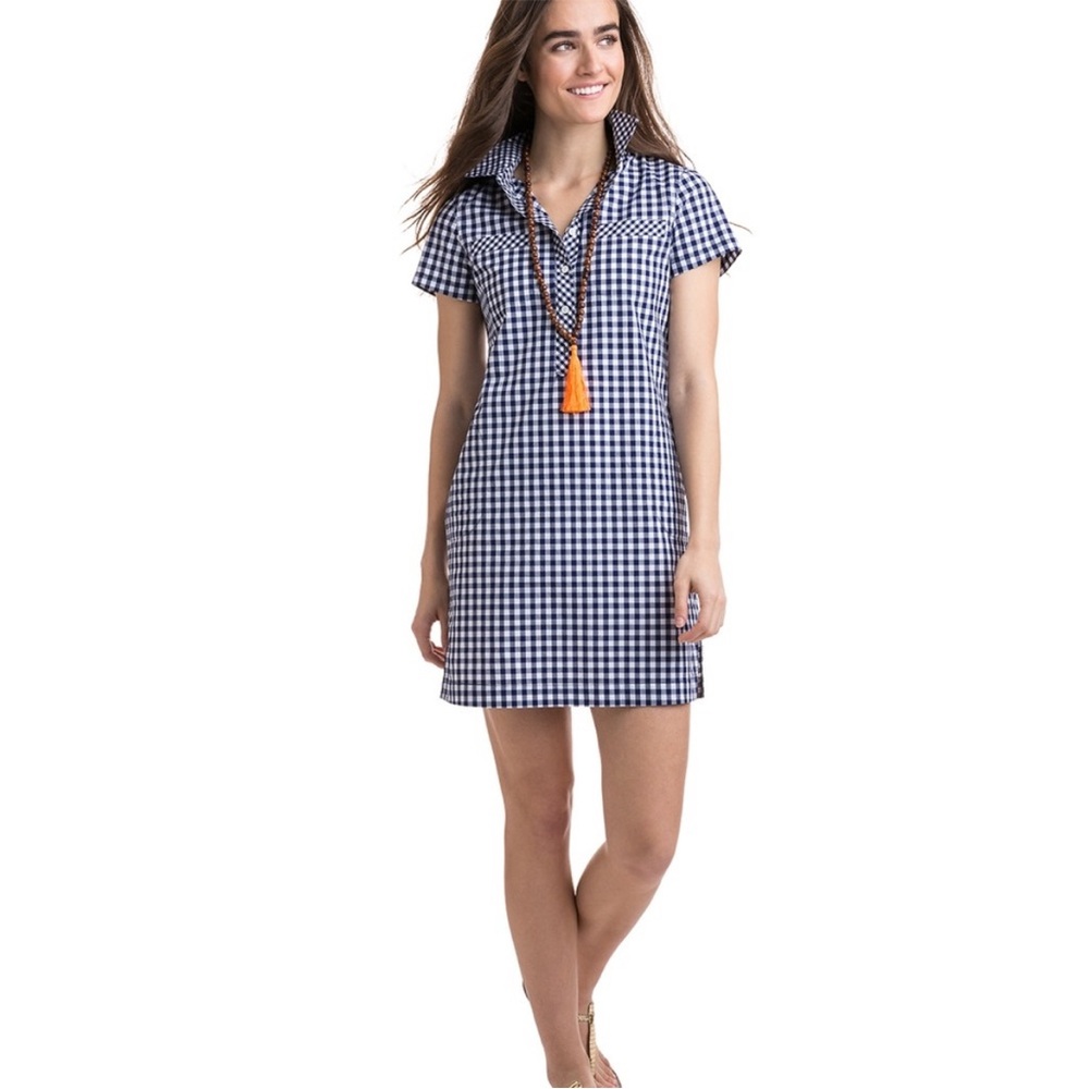Vineyard Vines Navy and White Gingham Mini Dress